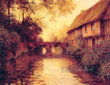  Houses Oil Painting - Houses by the River landscape Louis Aston Knight